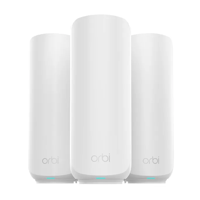NETGEAR Orbi 370-Serie Dualband WiFi 7 Mesh-Netzwerksystem für Häuser/Wohnungen (RBE373) WLAN-Router + 2 Repeater, Sicherheitsfunktionen, 3,6 GBit/s, Abdeckung 360 m2, 70 Geräte, 2,5G Internet, BE3600