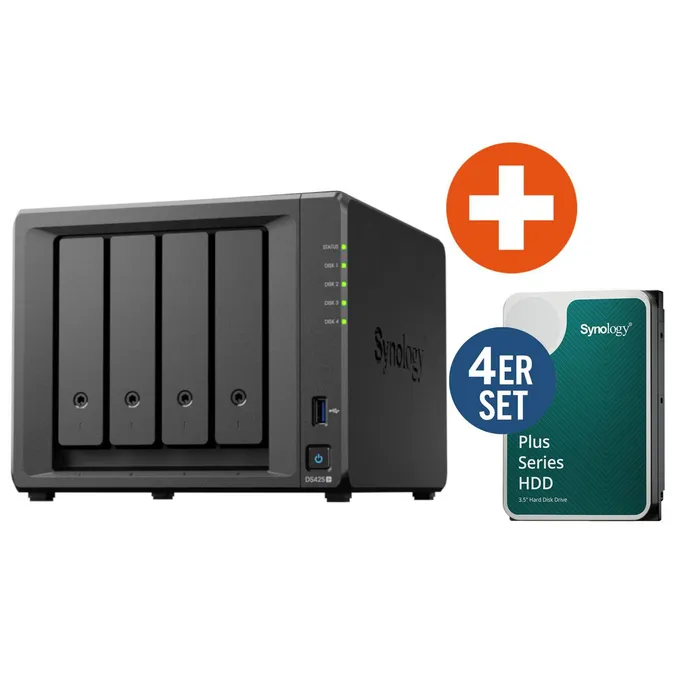 Synology DS425+ NAS System 4-Bay 64 TB inkl. 4x 16 TB Synology HDD HAT3310-16T