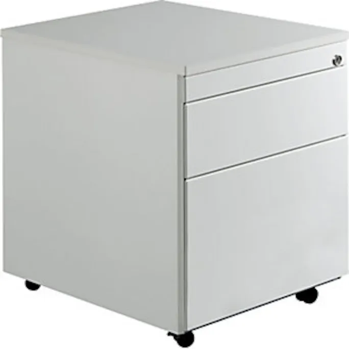 Schubladencontainer, Rollen, 579×600, 1 Schub, 1 Hängereg., lichtgrau