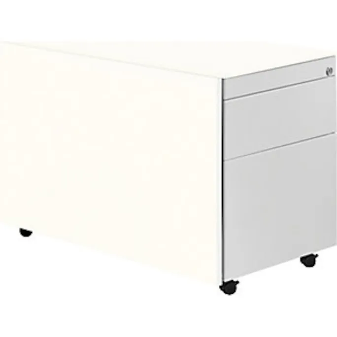 Schubladencontainer mit Rollen, 570×800, 1 Materialschub, 1 Hängereg, weiß/alu