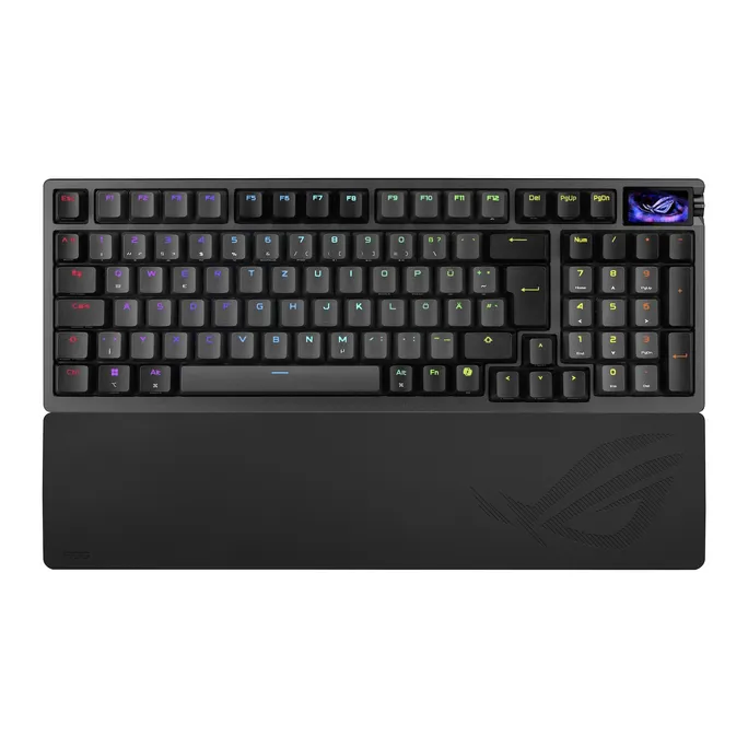 ASUS ROG Azoth 96 HE Kabellose Analoge Gaming Tastatur – Hot-Swap ROG HFX V2 Magnetic Switches, USB-C, 2.4Ghz, Bluetooth, 8000 Hz Abtastrate, OLED Touchscreen
