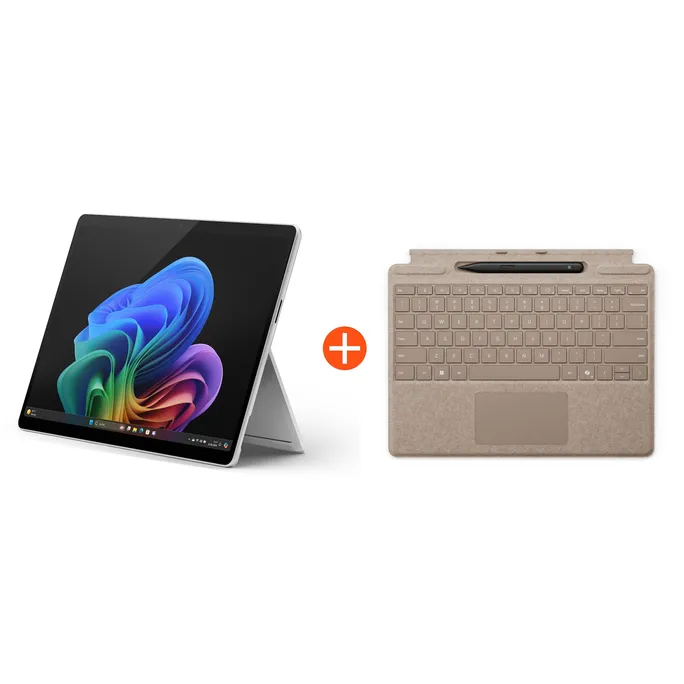 Microsoft Surface Pro (11. Edition) Copilot+ PC 13″ 2in1 Platin 5G Snapdragon® X Plus 16GB/256GB SSD Win11 EP2-08261 ohne Netzteil inkl. Keyboard mit Slim Pen Sand